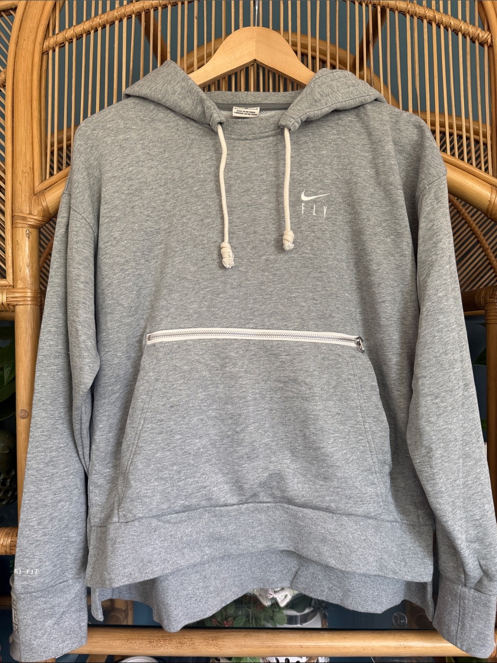 Nike Gray Hooded Sweatshirt with Front Zip Pocket